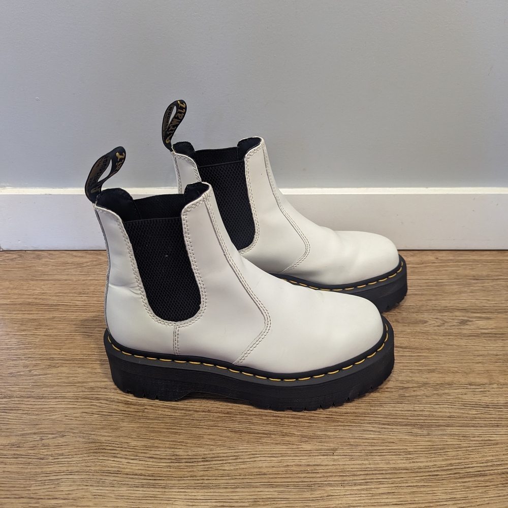 White Leather Platform Boots